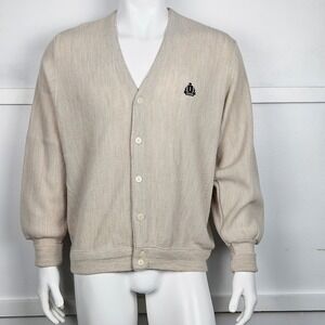 Vintage 70's Izod Knit Cardigan  Button Down V-Neck Sweater Size L